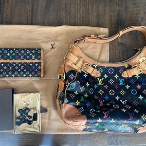 Authentic Louis Vuitton black monogram bag and wallet